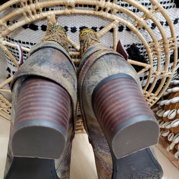 L'Artiste Spring Step Shazzam Leather Hand Painted Ankle Booties Artsy Boho NWOB - Picture 10 of 16